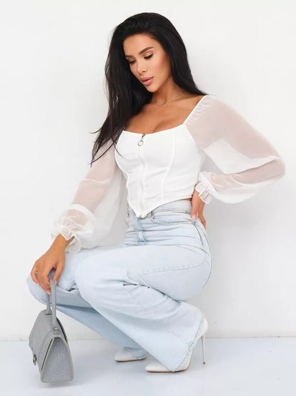 Sexy Long Sleeves Short Tops