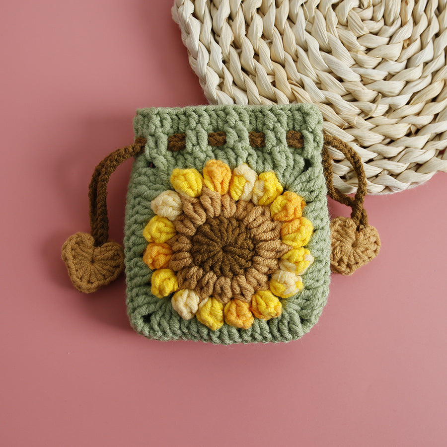 Sweet Crochet Sunflower Handwoven Mini Bundle Change Bag