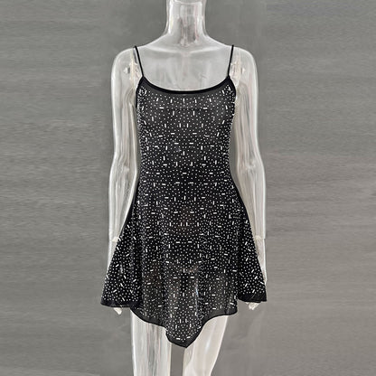 Sexy Diamond See Through Short Mini Party Dresses