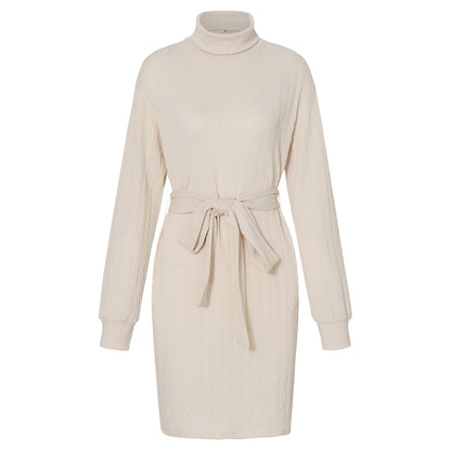Fashion High Neck Knitted Short Dresses