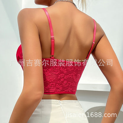 Sexy Ruffled Lace Tank Tops