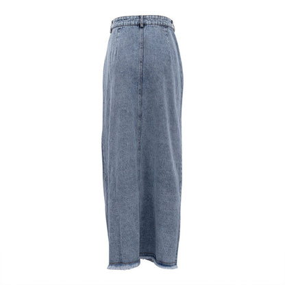 Fashion High Waist Split Front Denim Sheath Skirts