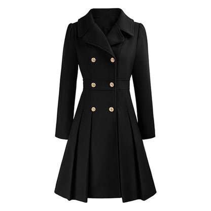 Fashion Women's Trench Coat Lapel Double-breasted Pocket A-shaped Pea Coat