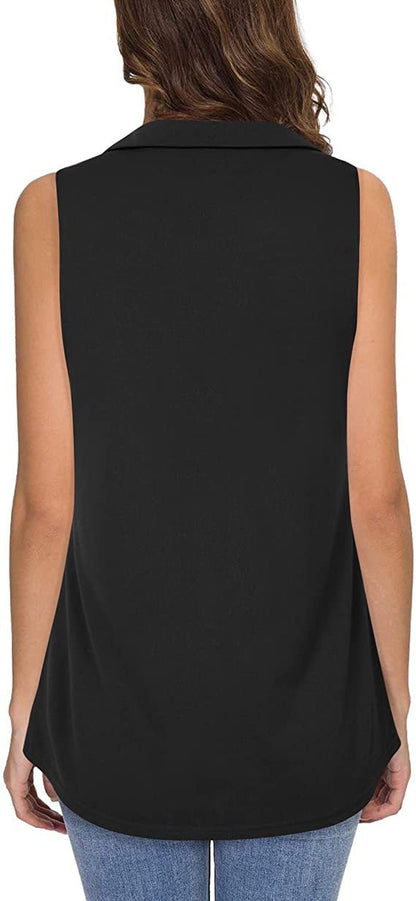 Casual V Neck Sleeveless Women Tops