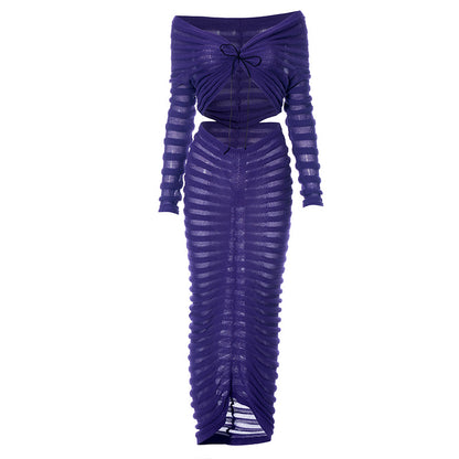 Sexy Long Sleeves Women Tops and Skirts Suits