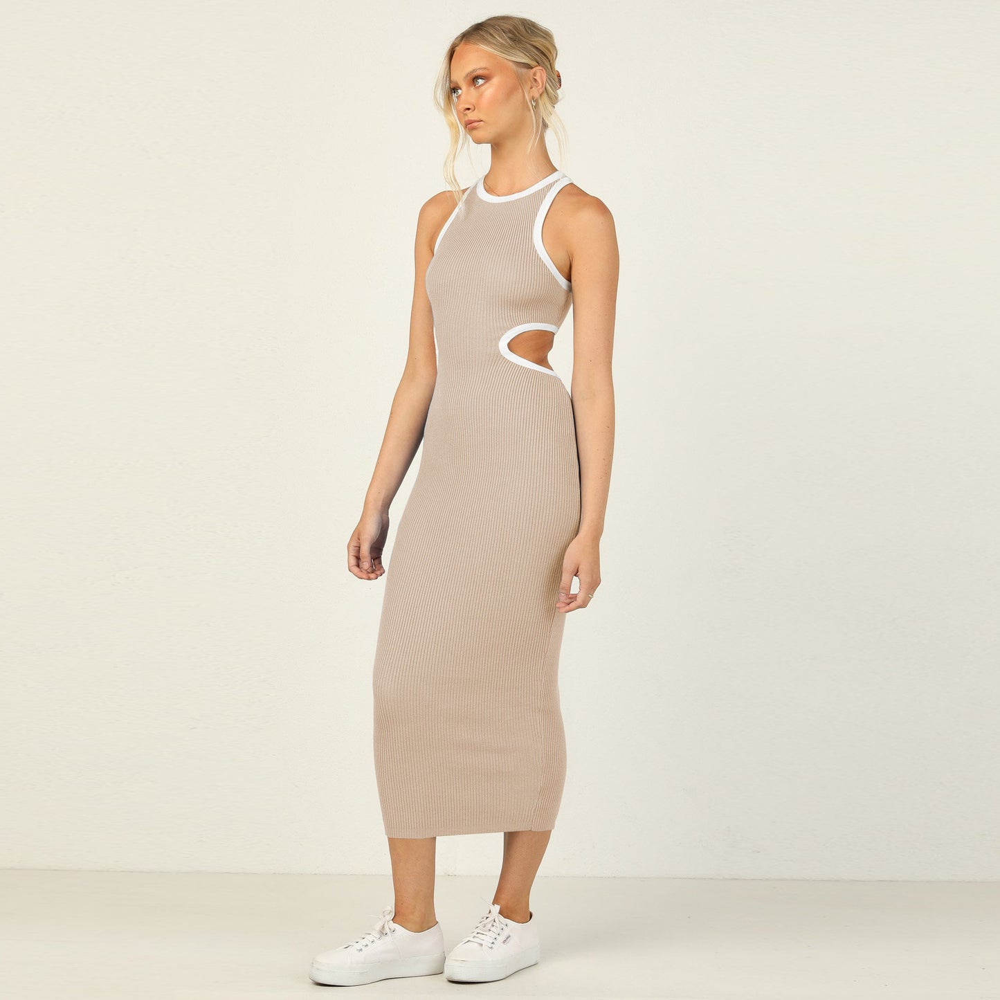 Sexy Backless Knitted Sheath Midi Dresses