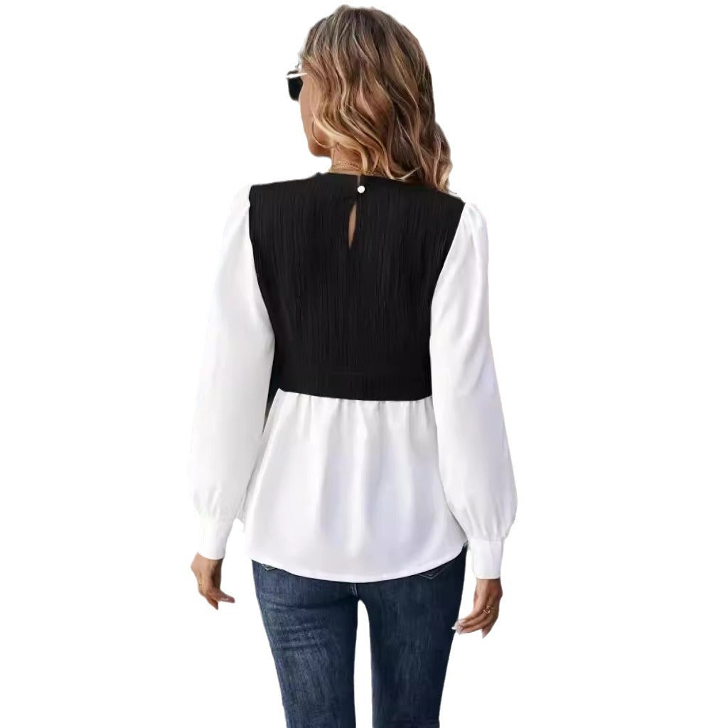 Casual Round Neck Women Blouses Shirts