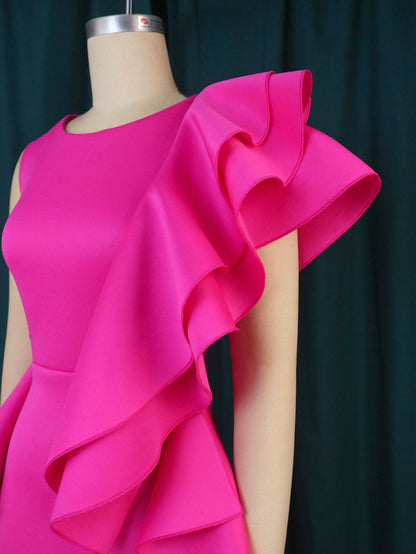 Sexy Ruffled Sleeveless Plus Sizes Bodycon Dresses