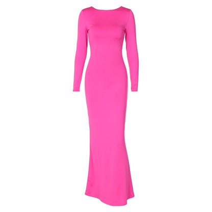 Sexy Backless Lace Up Long Sleeves Dresses