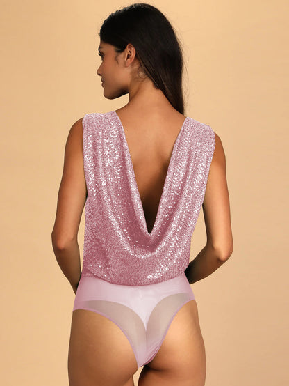 Sexy V Neck Shinning Backless Night Party Jumpsuits