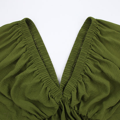 Vintage Designed Green Fall Mini Dresses