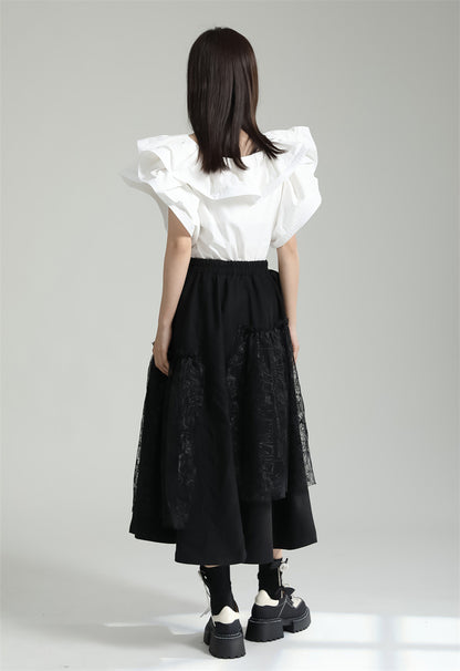 Designed Ruffled Short Sleeves Shirts