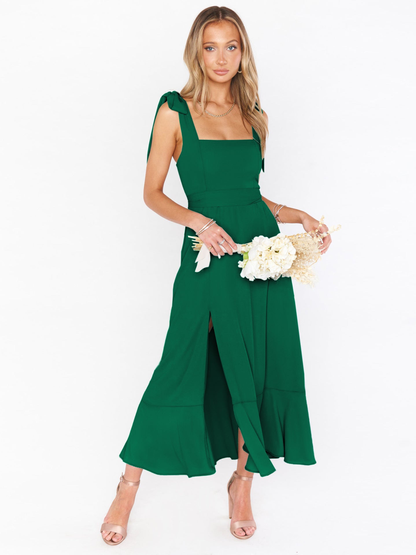 Fashion Summer Split Front Midi Dresses for Women