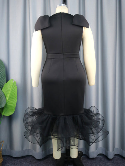 Sexy Sleeveless Plus Sizes Black Party Dresses