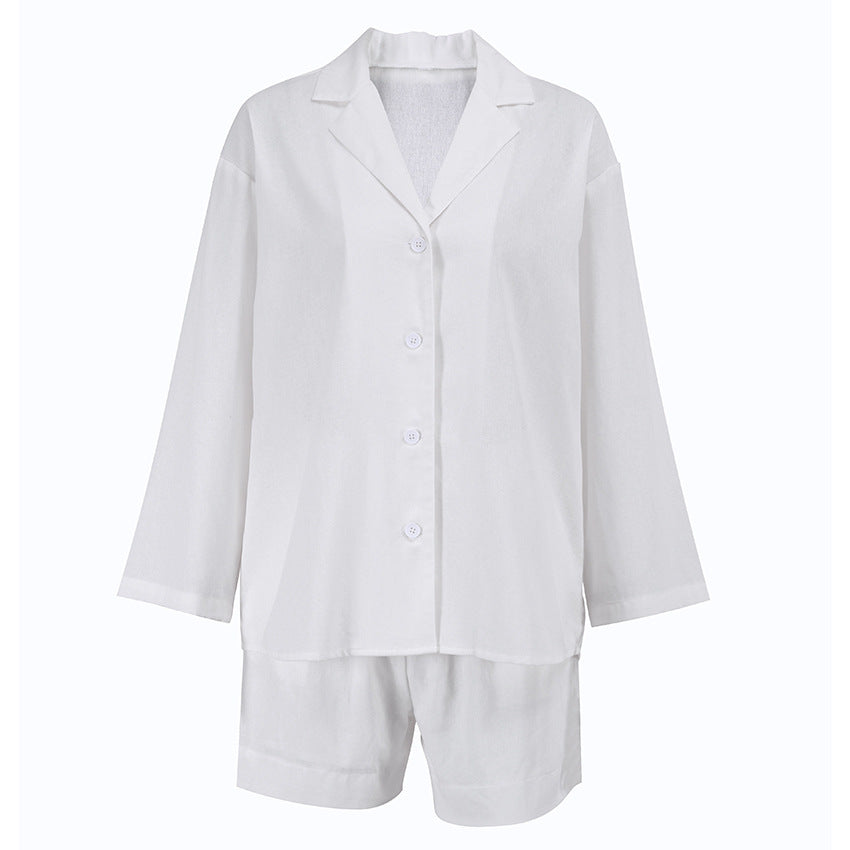 Summer Cotton Long Sleeves Shirts and Shorts Suits