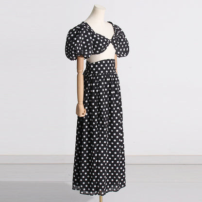 Designed Puff Sleeves Short Tops and Split Skirts Suits