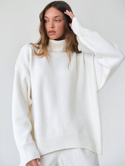 Fashion High Neck Knitted Pullover Sweaters for Women