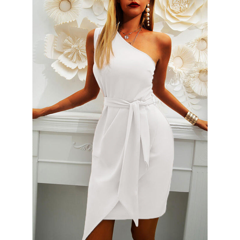 Sexy One Shoulder Sleeveless Irregular Party Dresses