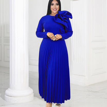 3D Design Long Sleeves Blue Party Dresses