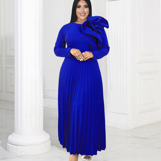 3D Design Long Sleeves Blue Party Dresses