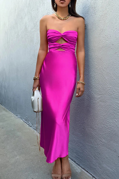 Sexy Satin Strapless Summer Women Party Dresses