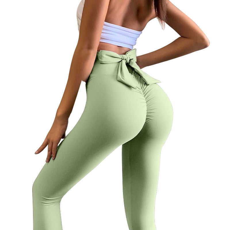 Sexy High Waist Back Bow Design Sports Leggings