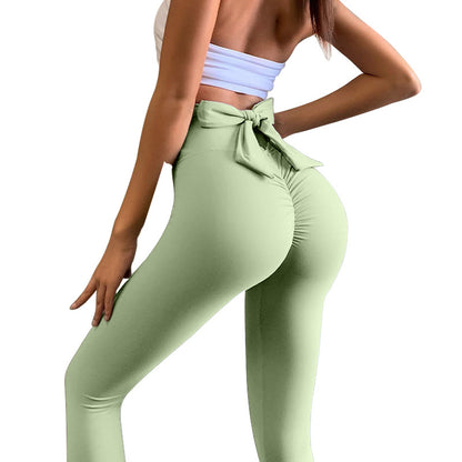 Sexy High Waist Back Bow Design Sports Leggings