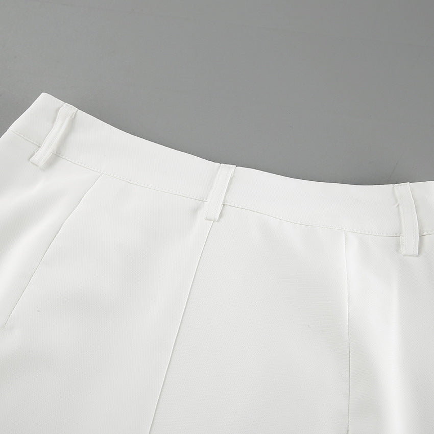 Summer White Sleeveless Vest & Long Pants Two Pieces Suits