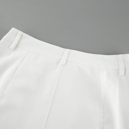 Summer White Sleeveless Vest & Long Pants Two Pieces Suits