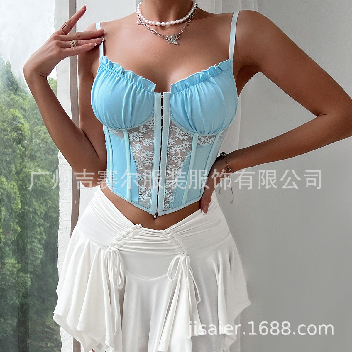 Sexy Ruffled Lace Tank Tops