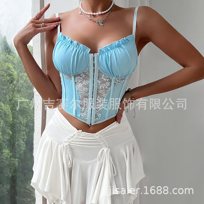 Sexy Ruffled Lace Tank Tops