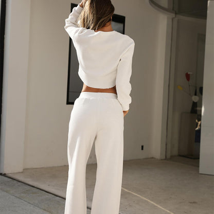 Casual Fall/Winter Two Pieces Tops & Wide Legs Pants