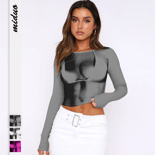 Fashion Midriff Baring Long Sleeves Tight T Shirts