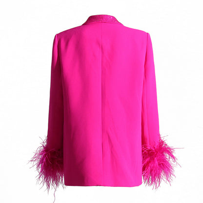 Luxury Designed Feather Blazer Coat for Women