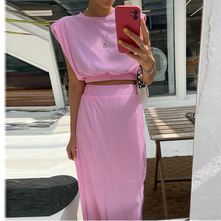 Fashion Sleeveless Tops and Long Skirts for Women