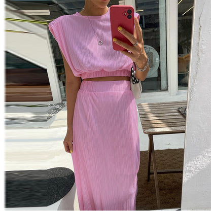 Fashion Sleeveless Tops and Long Skirts for Women
