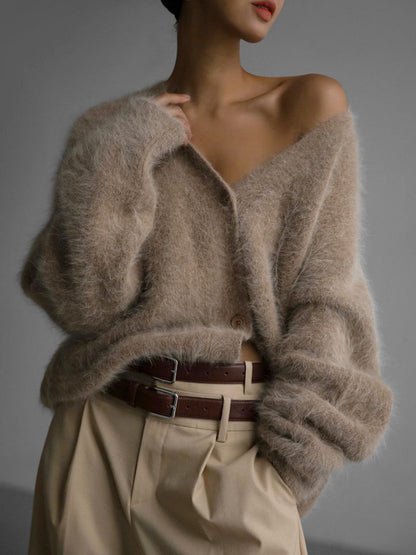 Casual V Neck Long Sleeves Knitted Sweaters