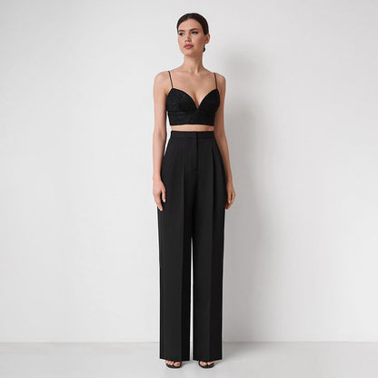 Fashion Elastic Waist Casual Pants