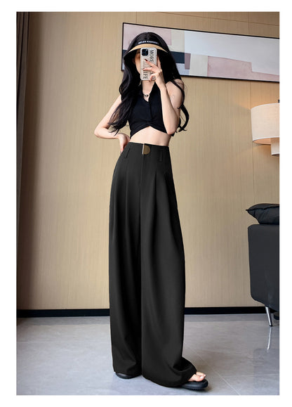 Casual High Waist Loose Long Straight Pants
