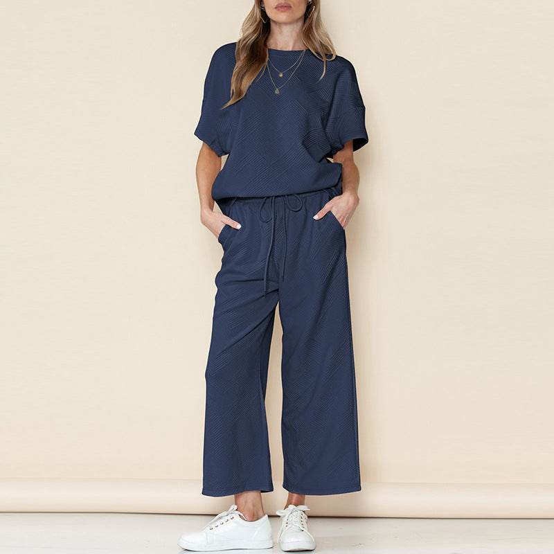 Casual Summer Drawstring Two Pieces Women Suits