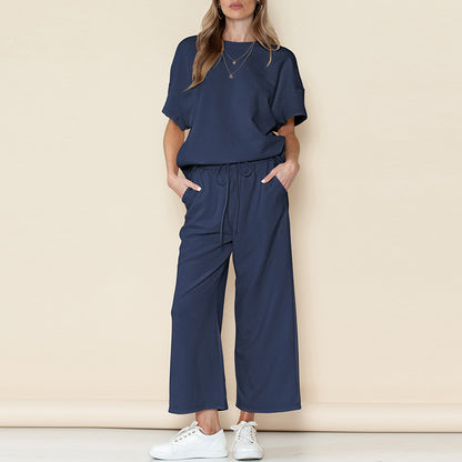 Casual Summer Drawstring Two Pieces Women Suits