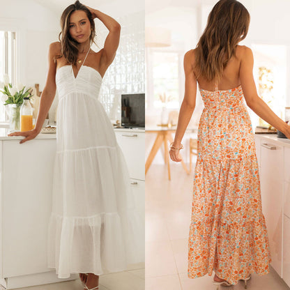 Sexy V Neck Strapless Summer Vacation Dresses