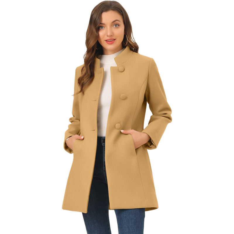 Fashion Popular Socket 3-breasted Slim-fit Women Coat