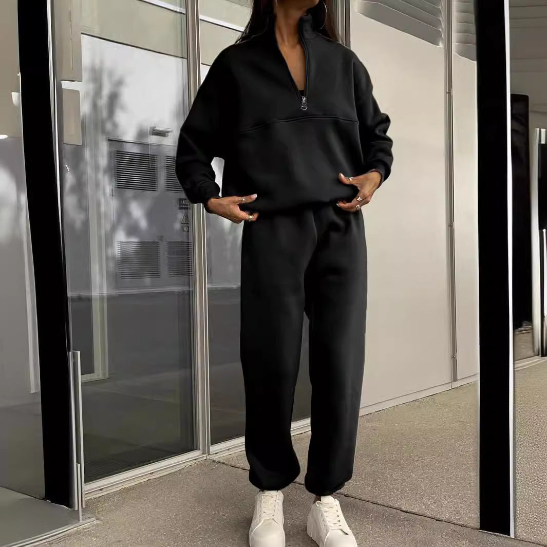Fashion Zipper Women Two Pieces Sports Suits