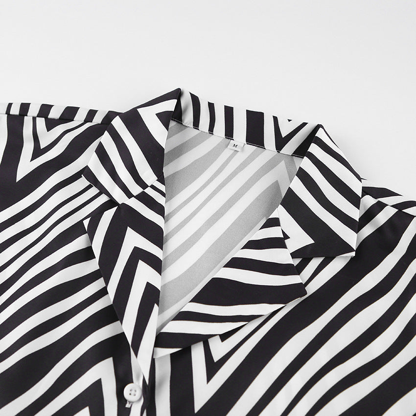 Fashion Black & White Stripes Two Pieces Suits for Women