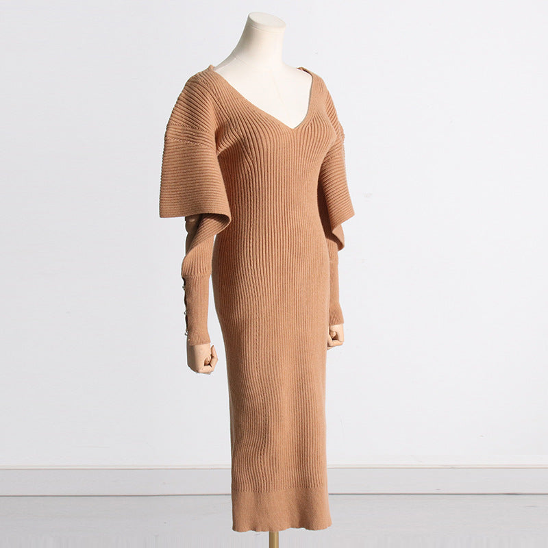 Fashion Designed Midi Length Knitted Dresses