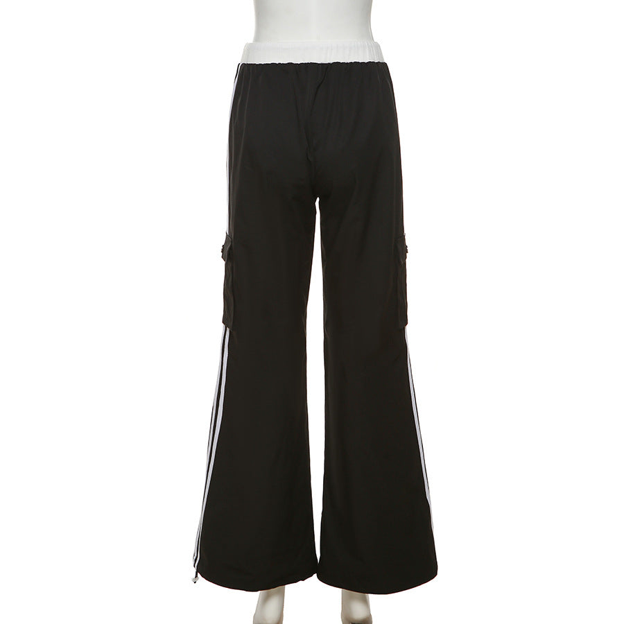 Fashion Black High Waist Black Ankle Tied Pants