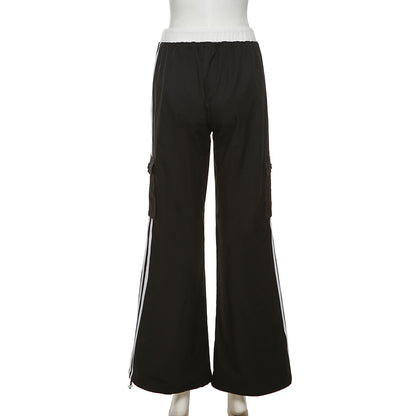 Fashion Black High Waist Black Ankle Tied Pants