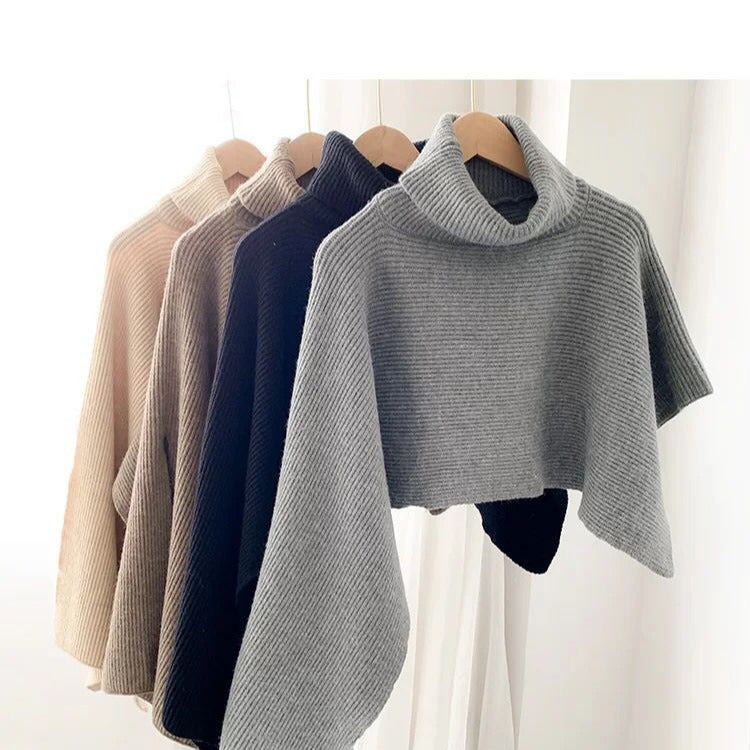 Fashion High Neck Knitted Cloak Scarves