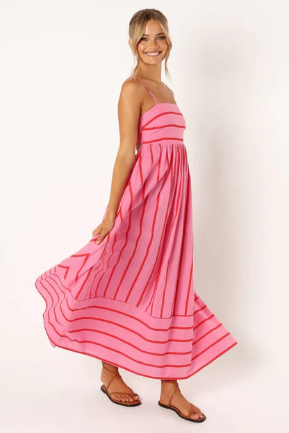 Casual Summer Striped Sleeveless Long Dresses